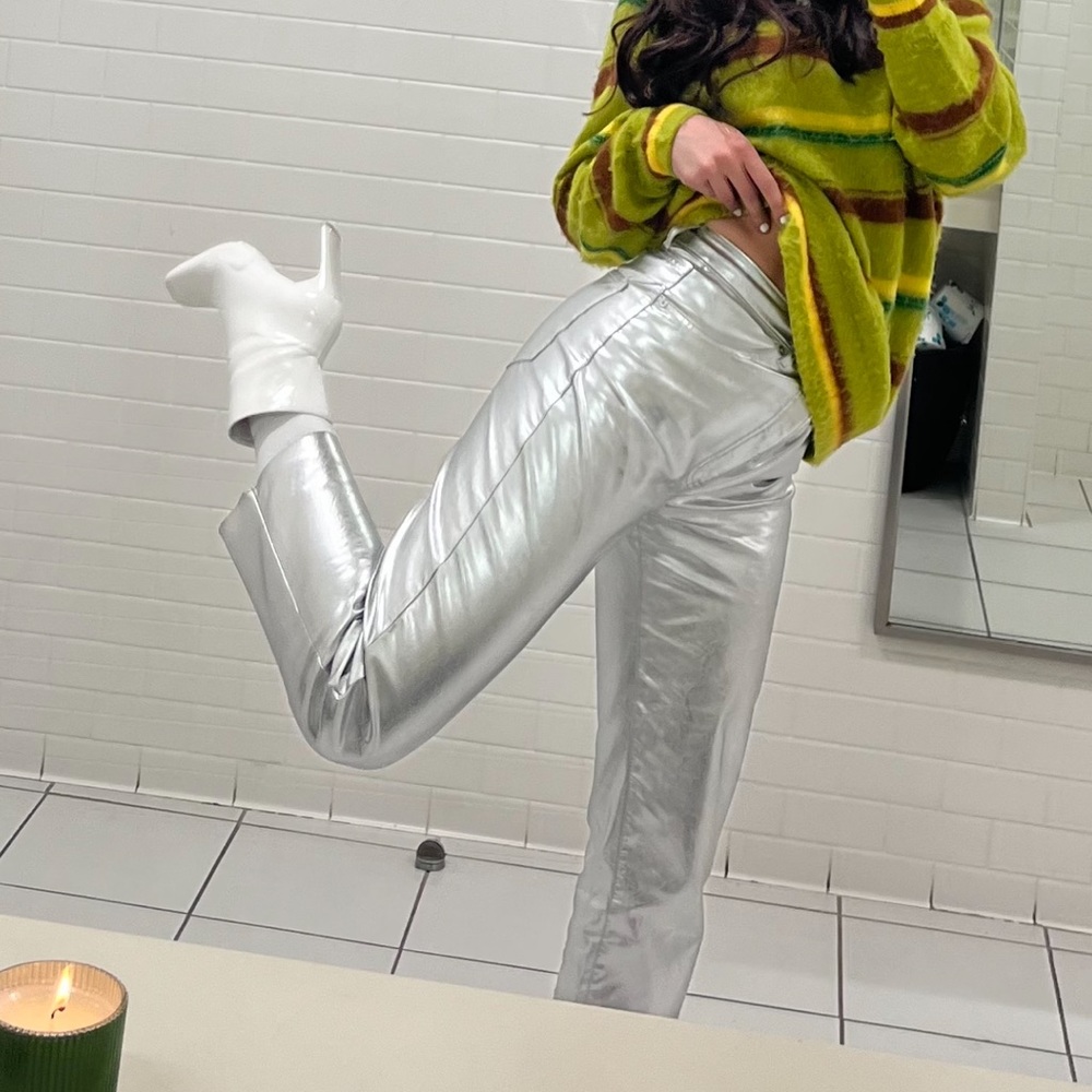 Express Silver Metallic Pants Size 6
